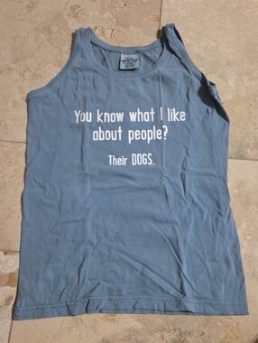 Comfort Colors Blue Tank Top with White Dog Quote